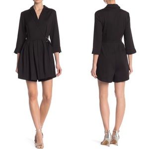 One One Six 3/4 Sleeve Blazer Romper Buckle Black